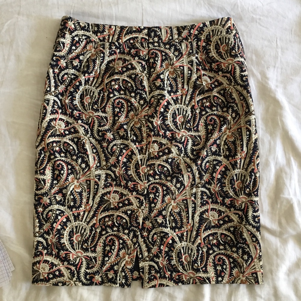 J. Crew No. 2 Pencil Skirt Size 6 Paisley Pattern